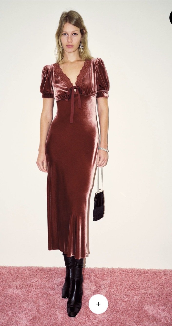 Reformation Camille Velvet Dress Pink - Size 2